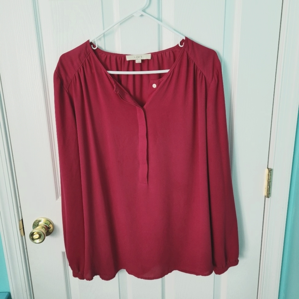 Loft blouse.  Color is a dark rose. X-large.